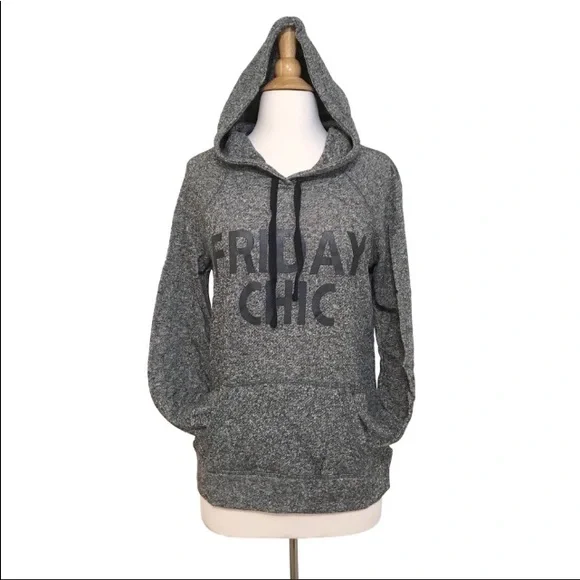Friday Chic Graphic Hoodie Sweatshirt Heather Grey - Picture 2 of 2